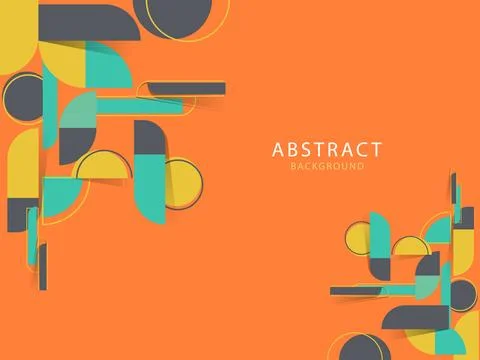 Paper Cut Abstract Geometric Elements Decorated on Orange Background. Stock Illustration