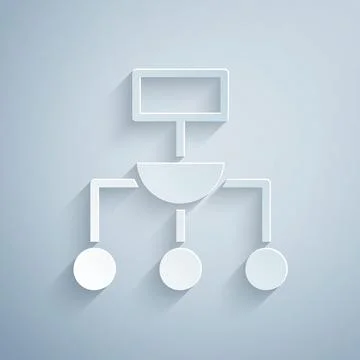 Paper cut Algorithm icon isolated on grey background. Algorithm symbol design Stock Illustration