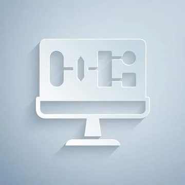 Paper cut Algorithm icon isolated on grey background. Algorithm symbol design イラスト素材