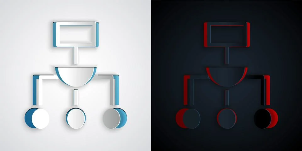 Paper cut Algorithm icon isolated on grey and black background. Algorithm s.. イラスト素材