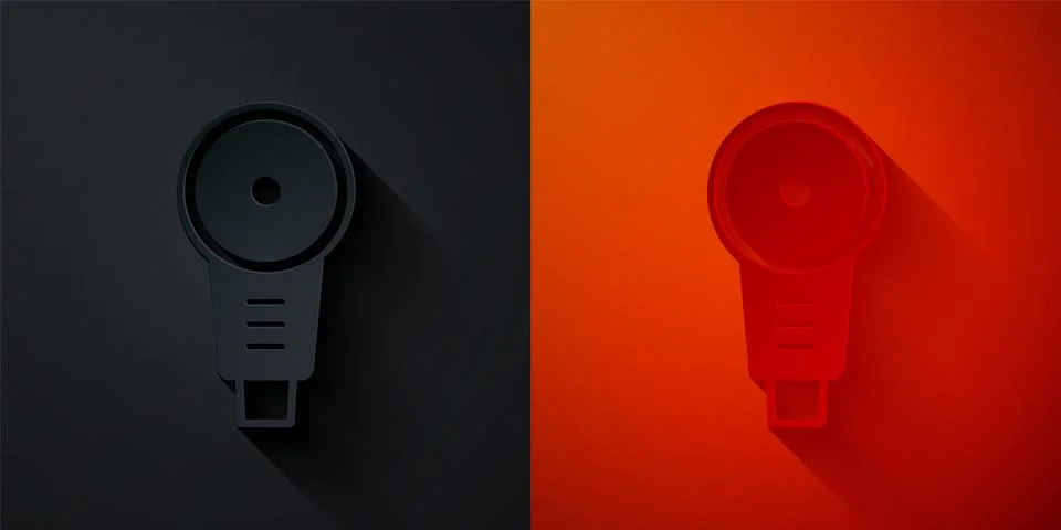 Paper cut Angle grinder icon isolated on black and red background. Paper art Stock Illustration