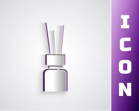 Paper cut Aroma diffuser icon isolated on grey background. Glass jar different Stock Illustration