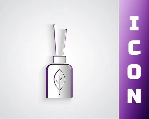 Paper cut Aroma diffuser icon isolated on grey background. Glass jar different Illustrazione stock