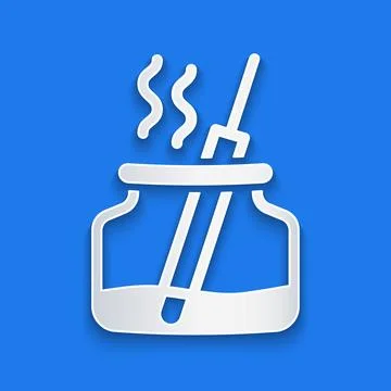 Paper cut Aroma diffuser icon isolated on blue background. Glass jar different Stock Illustration