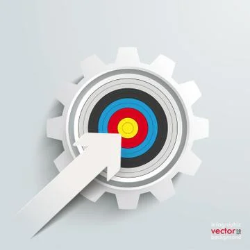 Paper cut arrow colored target gear Stock Illustration
