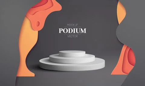 Paper cut art vector 3d. 3d podium display luxury platform vector mockup. Black Stock Illustration