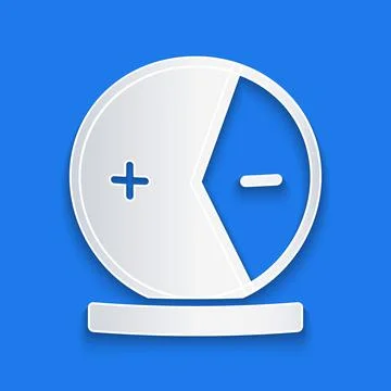 Paper cut Atom icon isolated on blue background. Symbol of science, education Stock Illustration