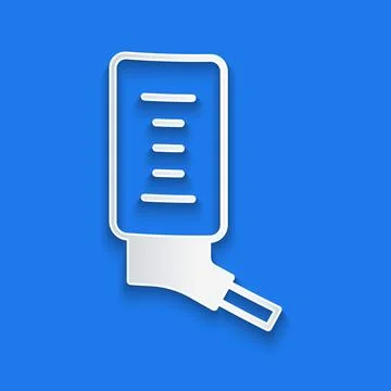 Paper cut Automatic drinker for small pets icon isolated on blue background Illustrazione stock