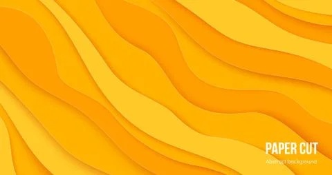 Paper cut background. 3D abstract wave layers, flat origami poster design with Stock Illustration