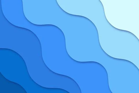 Paper cut background with blue wavy layers. Abstract paper carve template. Stock Illustration