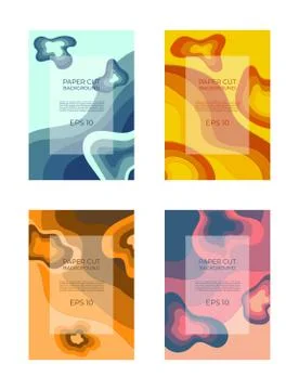 Paper cut background flow mable style colorful vintage design and space for y Stock Illustration