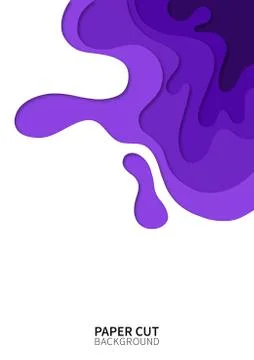 Paper cut background. Vertical banner with 3D wavy shapes layers. Abstract Stock Illustration