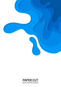 Paper cut background. Vertical banner with 3D wavy shapes layers. Abstract Stock Illustration