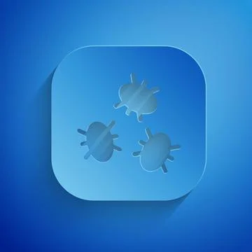 Paper cut Bacteria icon isolated on blue background. Bacteria and germs Stock Illustration