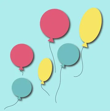 Paper cut balloons on a colored background. Design for postcard, flyer, bookl Stock Illustration