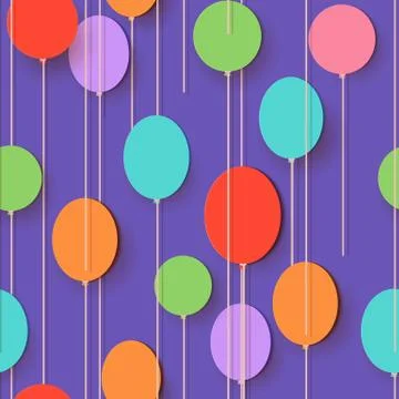 Paper cut balloons. Seamless pattern. Vector applique card illustration. Flat Illustrazione stock