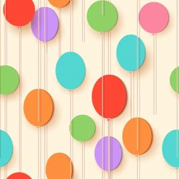 Paper cut balloons. Seamless pattern. Vector applique card illustration. Flat Illustrazione stock
