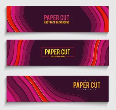 Paper cut banner creative vector concept. Vector geometric decoration 3d Illustrazione stock