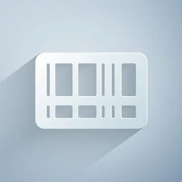 Paper cut Barcode icon isolated on grey background. Paper art style. Vector 스톡 일러스트