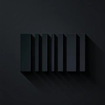 Paper cut Barcode icon isolated on black background. Paper art style. Vector 스톡 일러스트