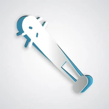 Paper cut Baseball bat with nails icon isolated on grey background. Violent Stock Illustration