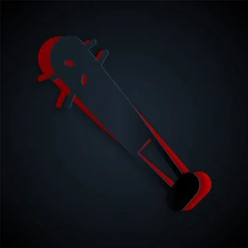 Paper cut Baseball bat with nails icon isolated on black background. Violent Stock Illustration