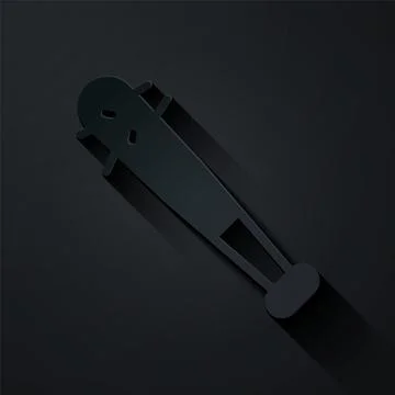 Paper cut Baseball bat with nails icon isolated on black background. Violent Stock Illustration
