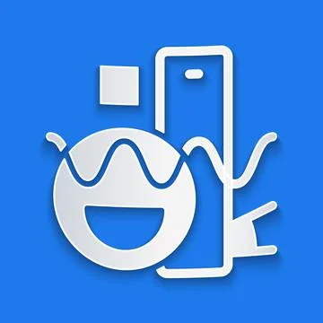 Paper cut Basic geometric shapes icon isolated on blue background. Paper art Stockillustratie