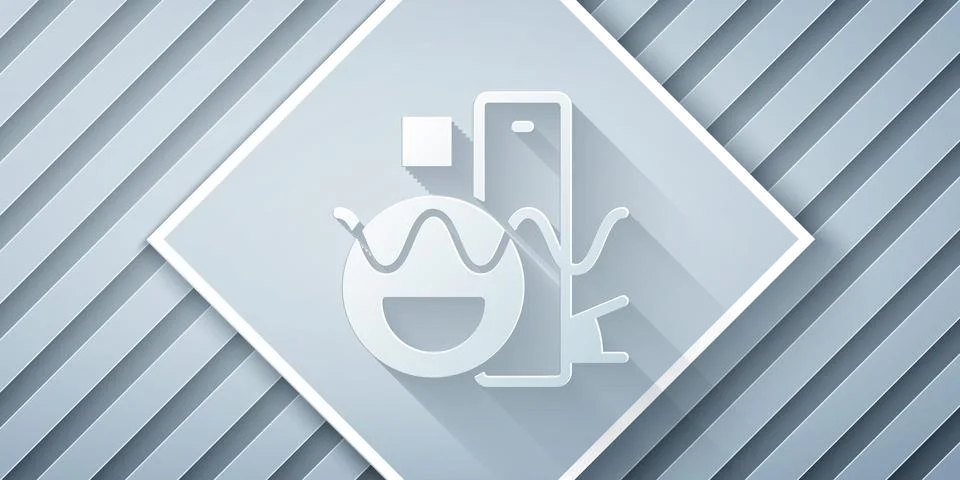 Paper cut Basic geometric shapes icon isolated on grey background. Paper ar.. Illustrazione stock