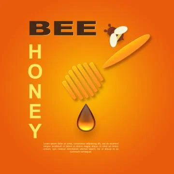 Paper cut like a bee with honeycombs.Design template for beekeeping and honey Stock Illustration
