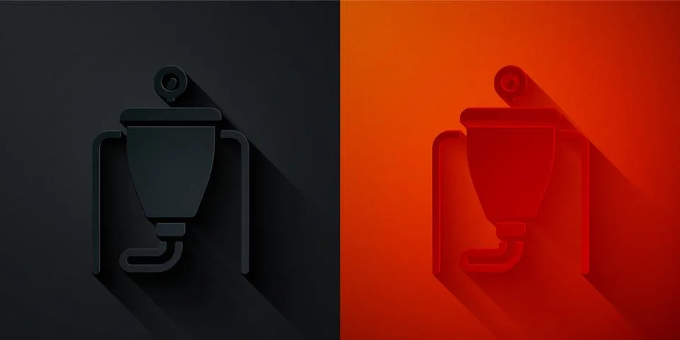 Paper cut Beer brewing process icon isolated on black and red background. Paper イラスト素材