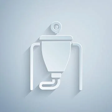 Paper cut Beer brewing process icon isolated on grey background. Paper art style Illustrazione stock