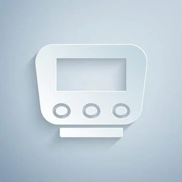 Paper cut Bicycle speedometer icon isolated on grey background. Paper art style 스톡 일러스트