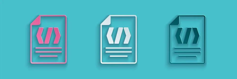 Paper cut Binary code icon isolated on blue background. Paper art style. Vector Stock Illustration