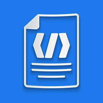 Paper cut Binary code icon isolated on blue background. Paper art style. Vector Stock Illustration