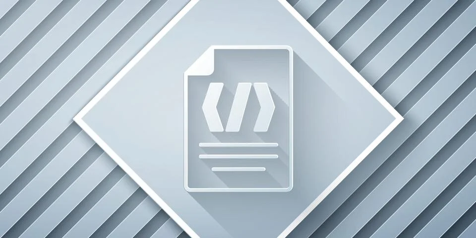 Paper cut Binary code icon isolated on grey background. Paper art style. Vect Stock Illustration