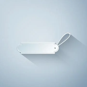 Paper cut Blank label template price tag icon isolated on grey background. Empty Stock Illustration