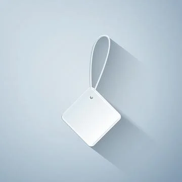 Paper cut Blank label template price tag icon isolated on grey background. Empty Stock Illustration