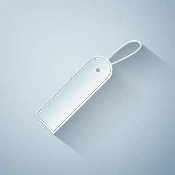 Paper cut Blank label template price tag icon isolated on grey background. Empty Stock Illustration