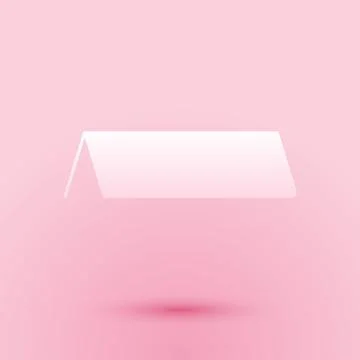 Paper cut Blank paper table card icon isolated on pink background. Tent card Stock Illustration