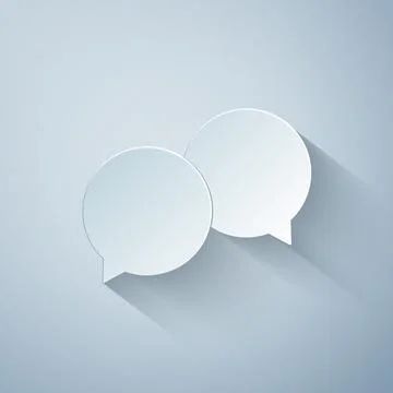 Paper cut Blank speech bubbles icon isolated on grey background. Paper art style イラスト素材