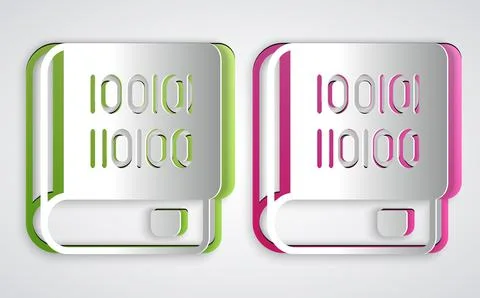 Paper cut Books about programming icon isolated on grey background. Programming Stock Illustration