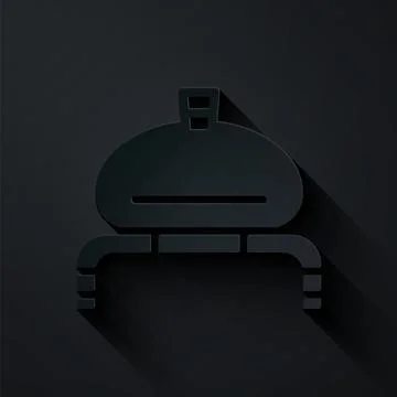 Paper cut Bread and salt on towel icon isolated on black background. National Illustrazione stock