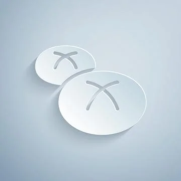 Paper cut Bread loaf icon isolated on grey background. Paper art style. Vector 스톡 일러스트