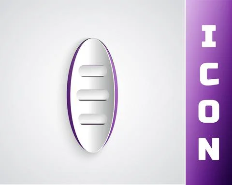 Paper cut Bread loaf icon isolated on grey background. Paper art style. Vector Illustrazione stock