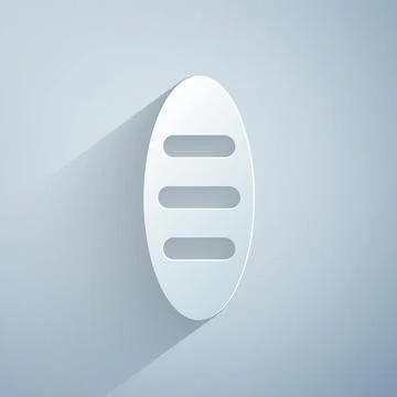 Paper cut Bread loaf icon isolated on grey background. Paper art style. Vector 스톡 일러스트