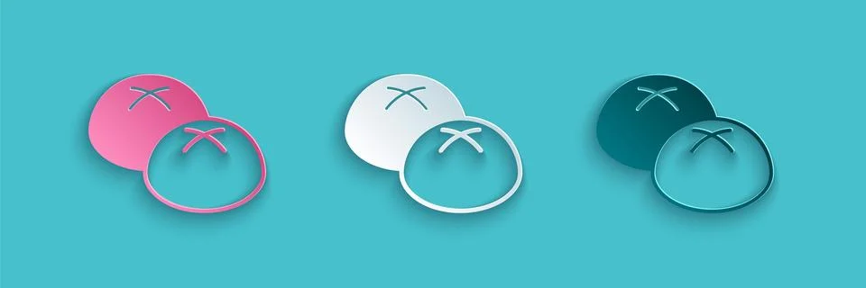 Paper cut Bread loaf icon isolated on blue background. Paper art style. Vector 스톡 일러스트