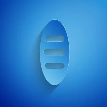Paper cut Bread loaf icon isolated on blue background. Paper art style. Vector Illustrazione stock