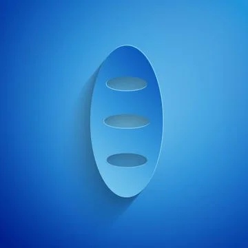 Paper cut Bread loaf icon isolated on blue background. Paper art style. Vector Stock Illustration