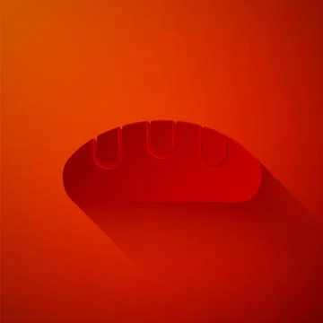 Paper cut Bread loaf icon isolated on red background. Paper art style. Vector 스톡 일러스트